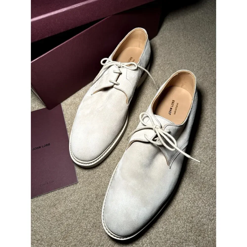 New John Lobb Mens Haldon Sand Suede Shoes Size 9